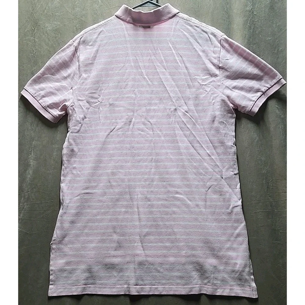Ralph Lauren Polo Shirt Mens Large Pink Striped Pony Short Sleeve